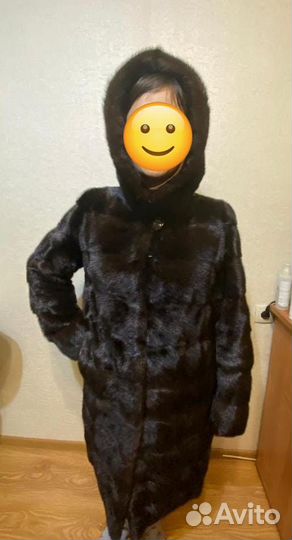 Шуба норковая с капюшоном 44