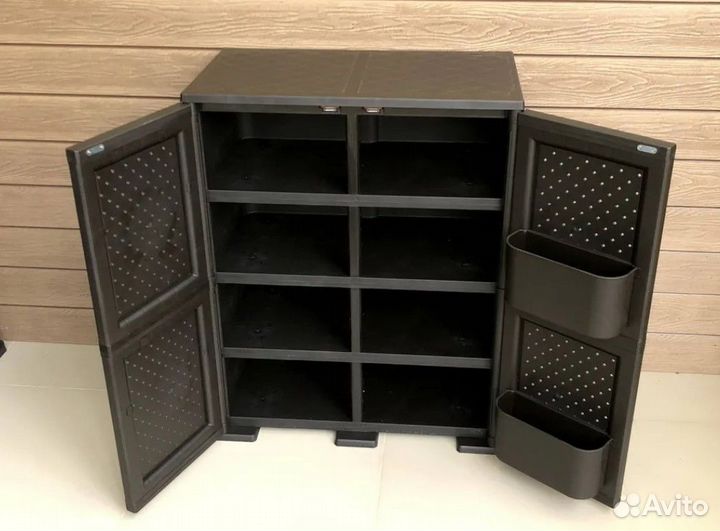 Тумба пластиковая под ротанг 3 полки