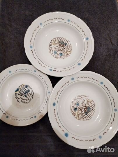Тарелки суповые винтаж СССР 3 шт