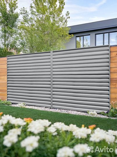 Забор-жалюзи, секция 2x2 м (RAL 7004)