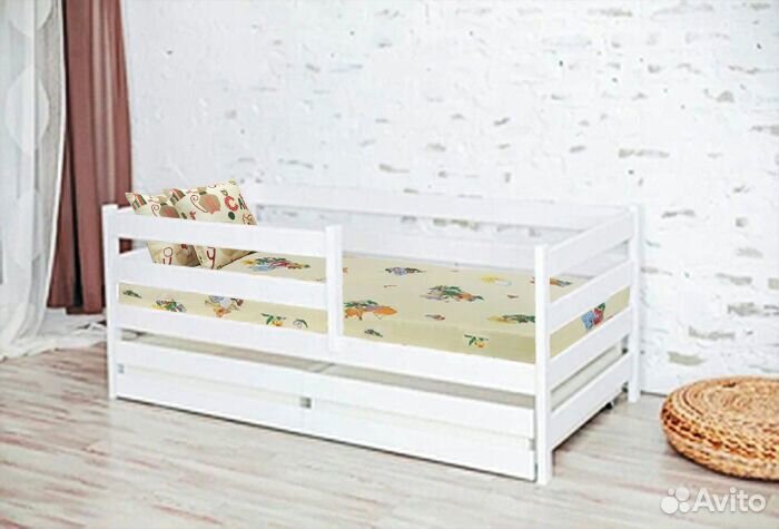 Кроватка для малыша с бортиком софа эко из натурал