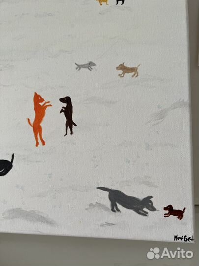 Собачки на заливе, акрил