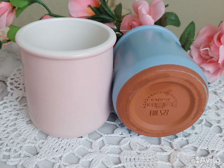 Пустые баночки керамические Коломенский йогурт