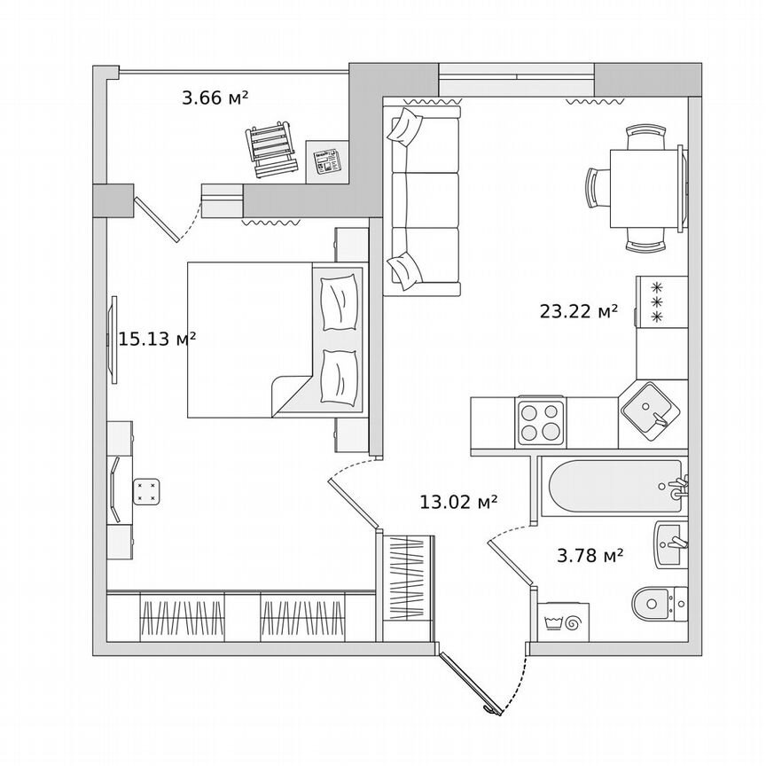 1-к. квартира, 40,8 м², 16/17 эт.