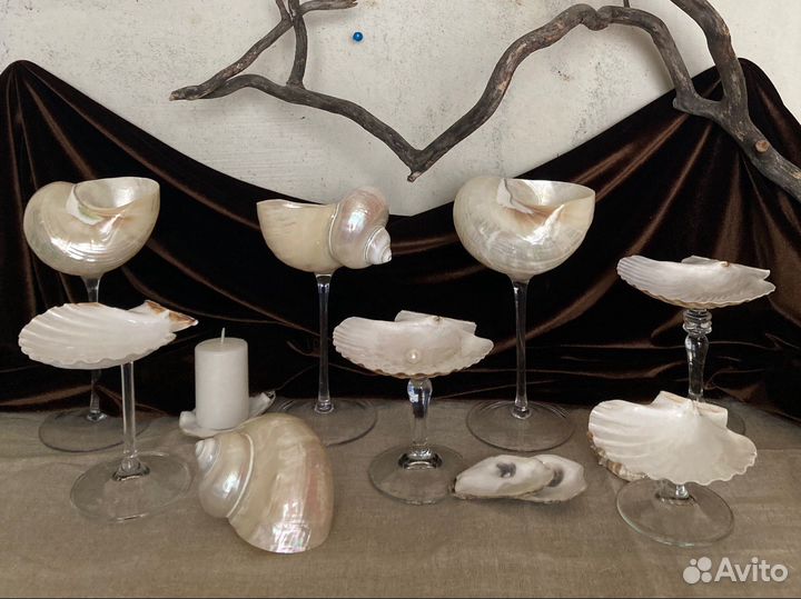 Бокалы ракушки перламутровые, ручной работы