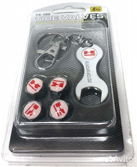 Колпачки на ниппеля - Kawasaki (с ключом/разные цв