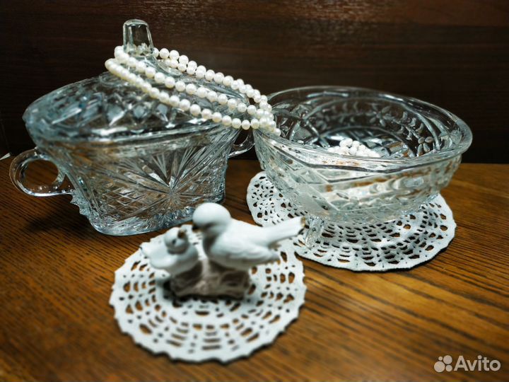 Хрустальные конфетницы, фужеры