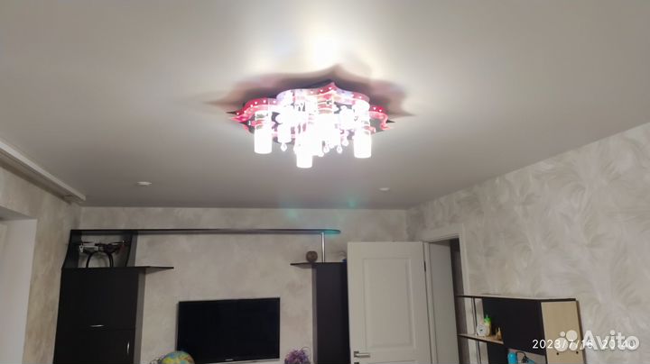 Люстра Стекло 8 реж пульт. Светодиод +5 ламп Е27