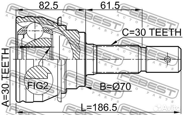 Шрус наружный 30x70x30
