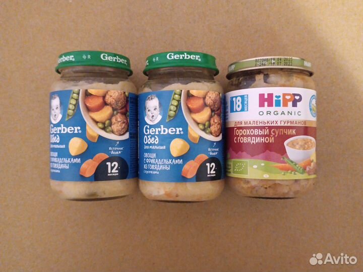 Детские питания мясное пюре 12+