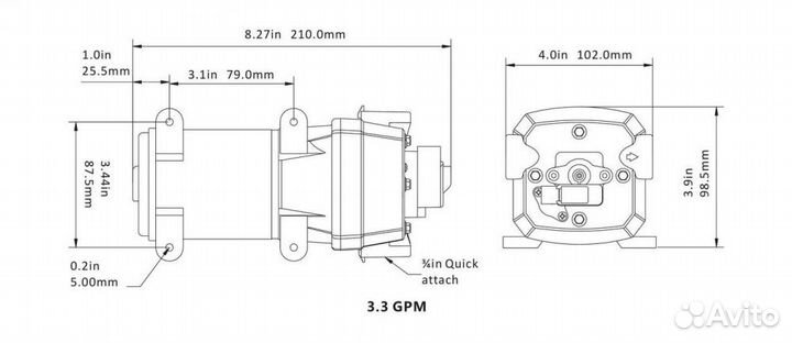 Помпа водоподающая мембранная SeaFlo, 12 В, 10 л/м