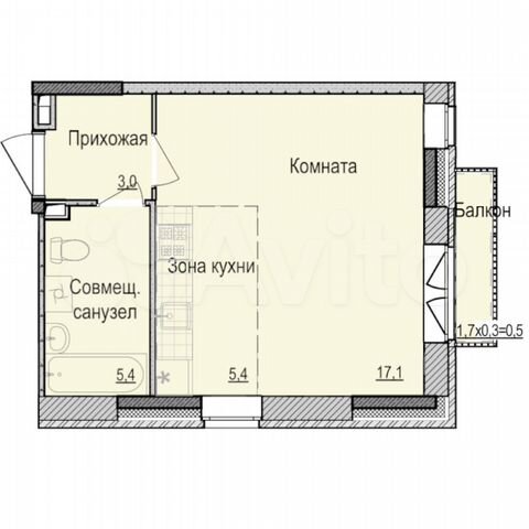 Квартира-студия, 30,9 м², 13/18 эт.