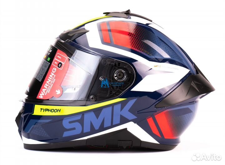 Шлем интеграл SMK typhoon thorn, цвет синий/белый