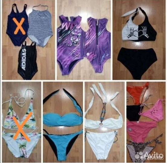 Купальники 9 шт, шапочки 2 шт