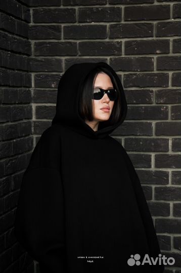 Худи оверсайз теплое с начесом и капюшоном