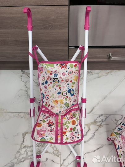 Коляска для кукол, манеж,стульчик для кормления