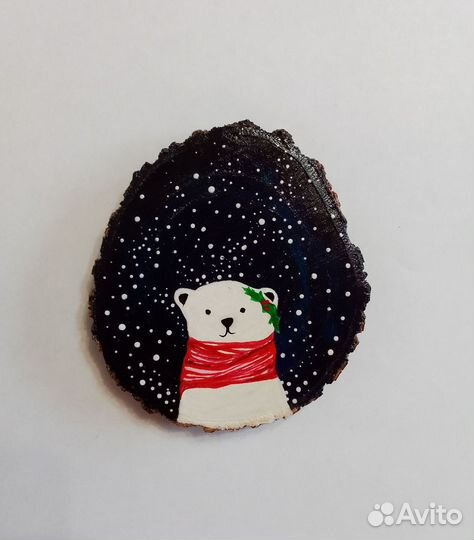 Спилы дерева, декор, мишка, пейзаж