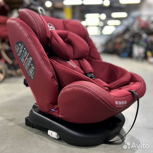 Новое автокресло 0-36 isofix 360 градусов бордовое