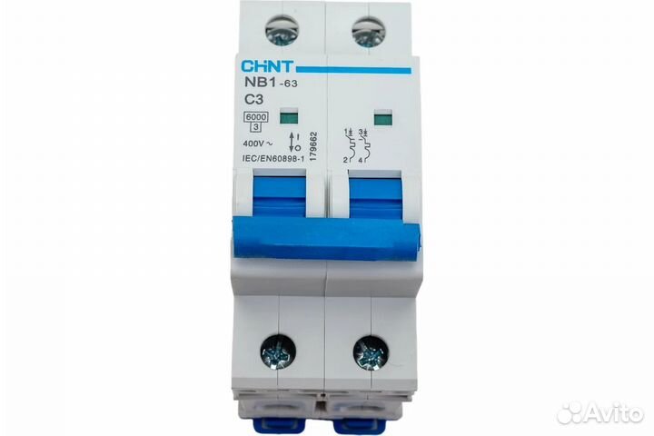 Автоматический выключатель chint NB1-63, 2P, 3A, 6