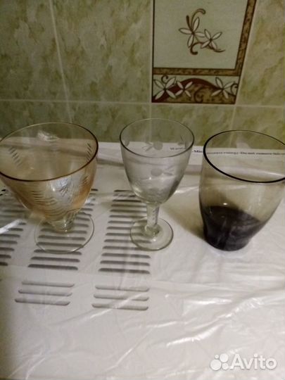 Фужеры, рюмки из цветного стекла СССР