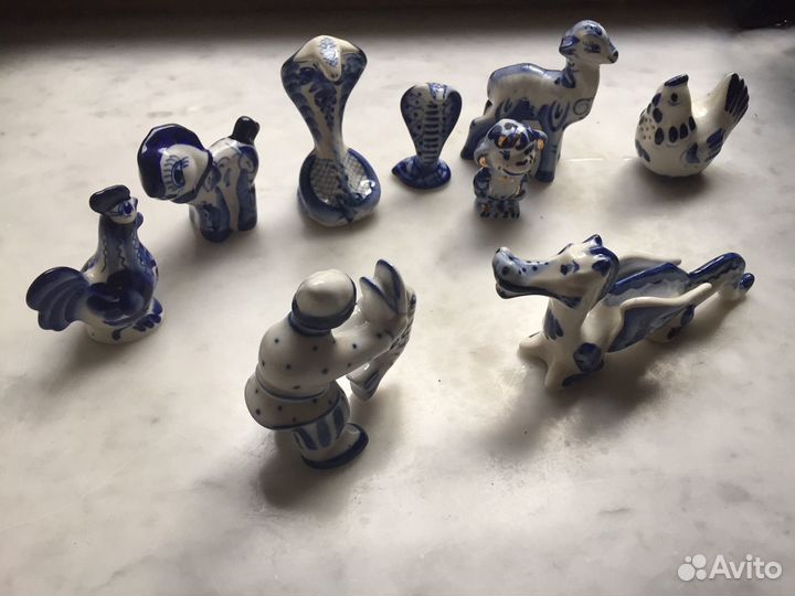 Гжель статуэтки, ручная работа