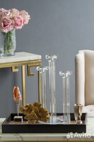 Подсвечник на ножке 43х10 см стеклянный прозрачный