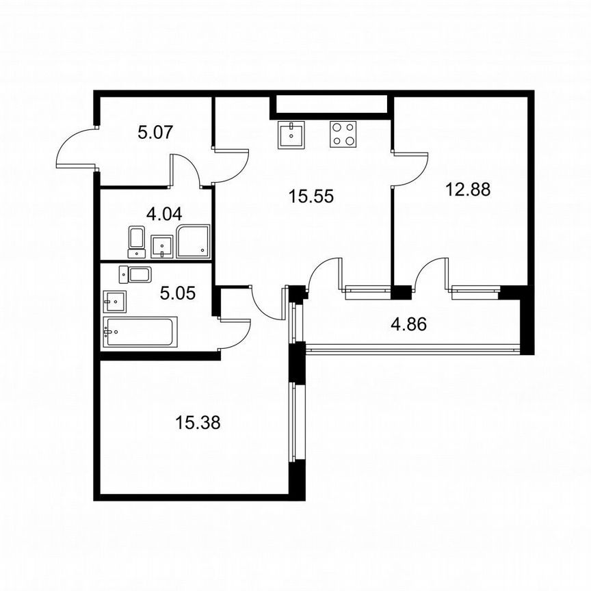 2-к. квартира, 60,4 м², 2/9 эт.
