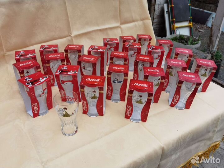 Стаканы стекло кока кола новогодние мишки