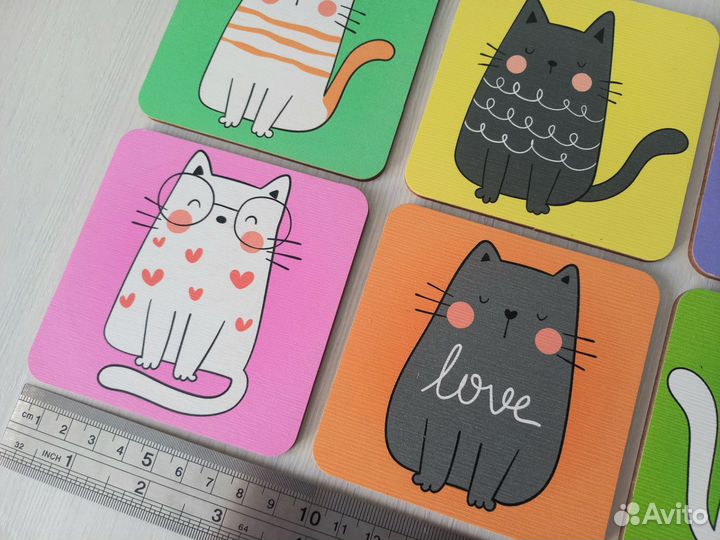 Подставки 6шт под кружку горячее деревянные