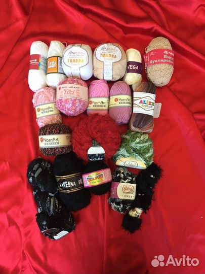 Пряжа хлопок, вискоза, полиамид, много разной
