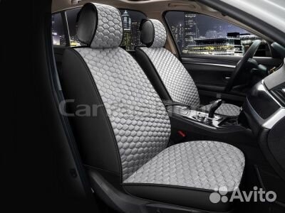 Накидки на сидения соты экокожа твид серые передни