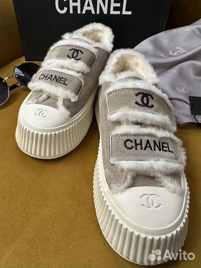 Кроссовки кеды Chanel натуральная замша