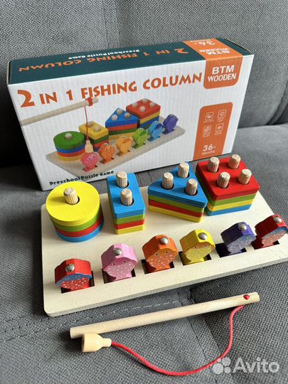 Развивающие деревянные игрушки соотер с рыбалкой