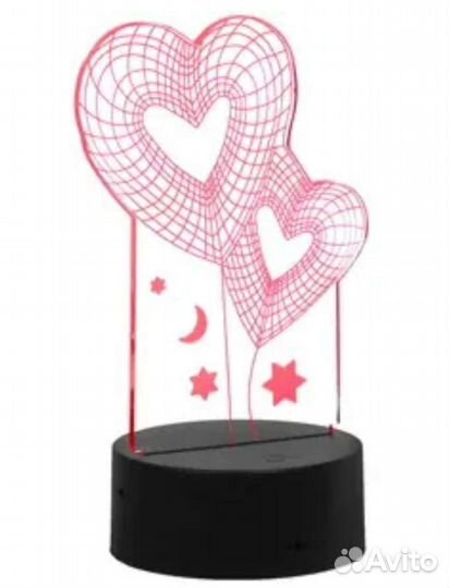 Светильник 3D Сердца
