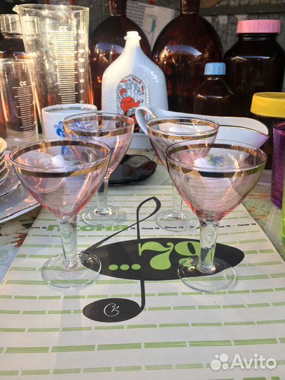 Бокалы розовое стекло СССР 4 шт