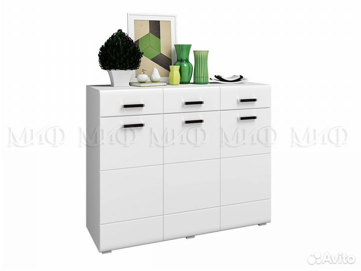 Комод гостиная Нэнси New (Белый/белый глянец)