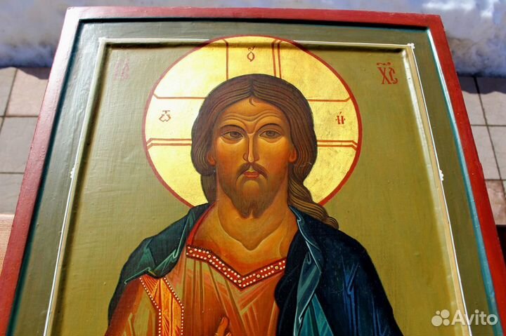 Икона Господь Вседержитель золото темпера 60*40