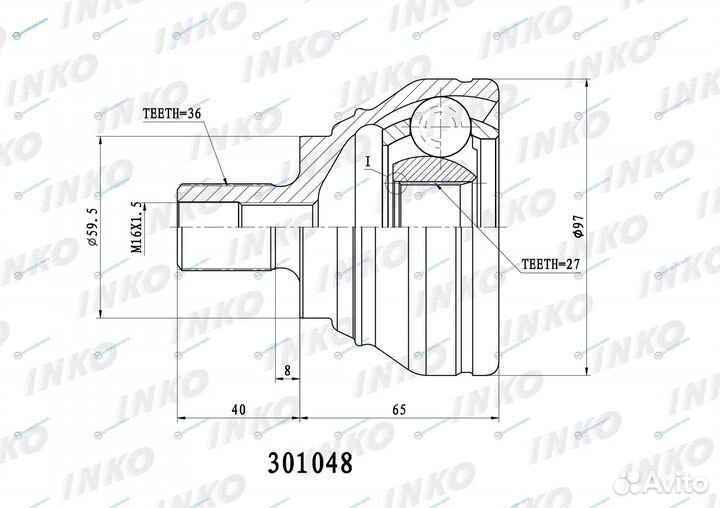 301048 шрус внешний 3627