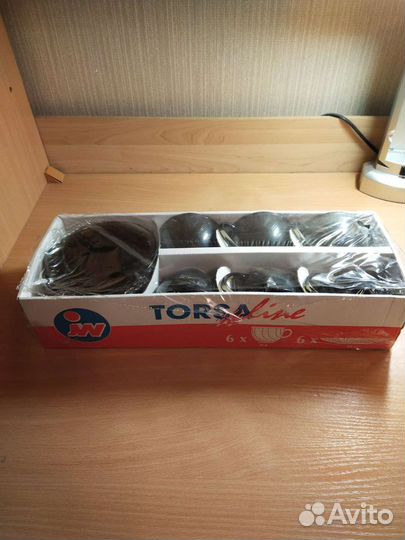 Набор (чашки+блюдца) стеклянной коричневой посуды