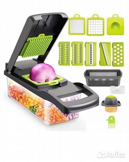 Овощерезка ручная с контейнером и насадками