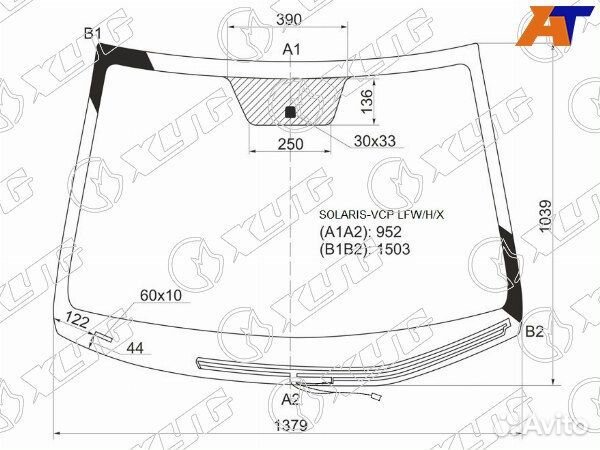Стекло лобовое с обогревом щеток hyundai solaris