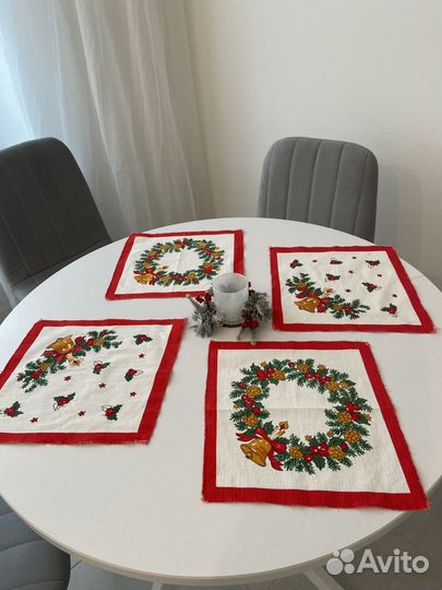 Новогодние сервировочные салфетки хлопок