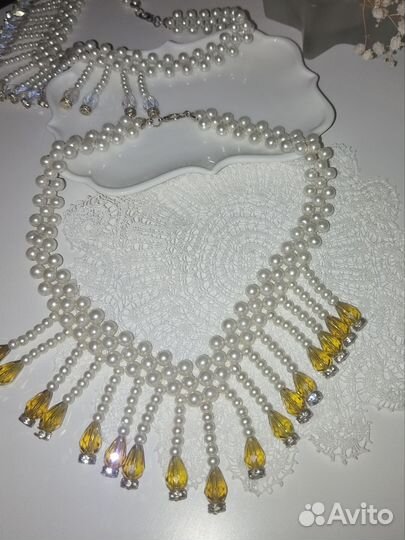 Колье искусственный жемчуг стекло