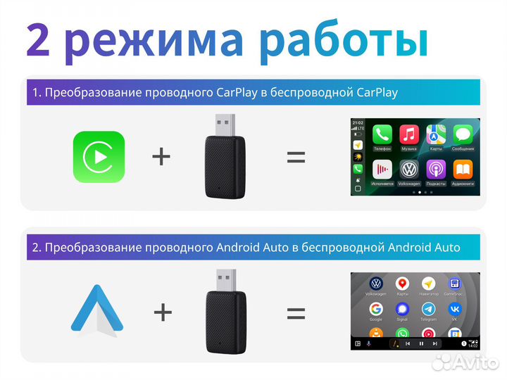Беспроводной мини-адаптер CarPlay / Android Auto