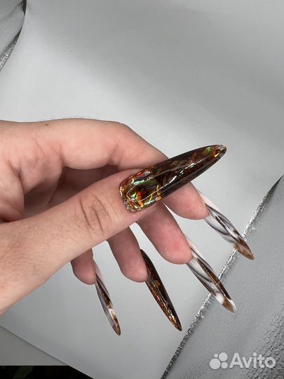 Маникюр/выкладной френч/ аквариумный дизайн