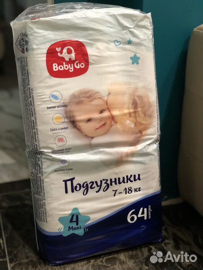 Подгузники baby go размер 4 (64 шт)
