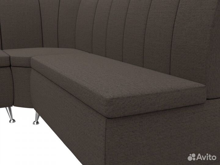 Диван кухонный угловой Кантри левый угол, рогожка, амур коричневый