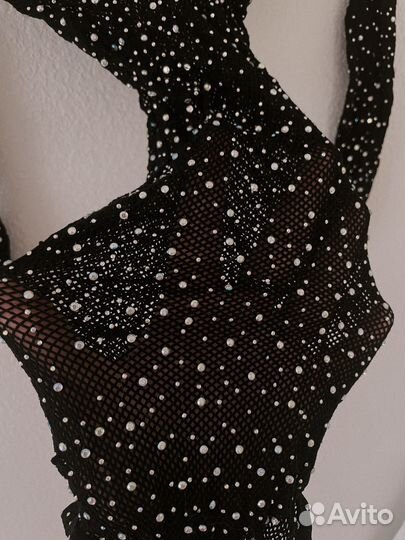 Боди в сетку в стразах