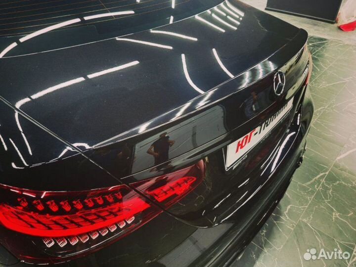 Спойлер на крышку багажника Е-class w213 черный