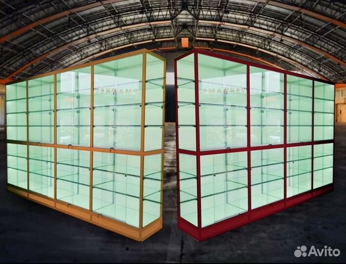 Витрины торговые из профиля и стекла
